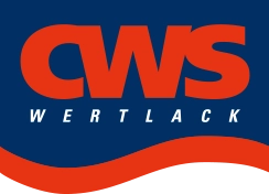 Eures • CWS Wertlack Logo auf blauem Hintergrund.
